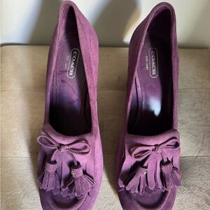 Coach Suede Wedge in rich purple. Size 7.5. Excellent condition.